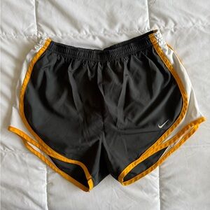 Nike Women's Black and Yellow Athletic Shorts